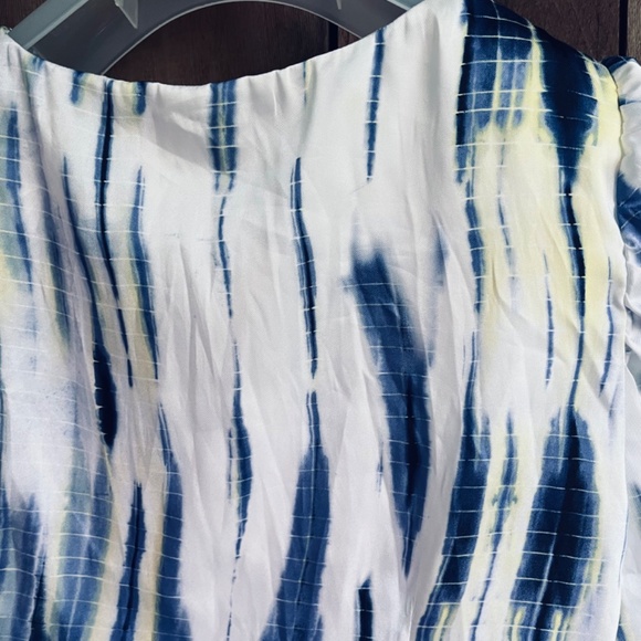 DKNY Women's Short Puff Sleeve Ruched Tie Dye Blouse Top Size XL - Picture 13 of 15